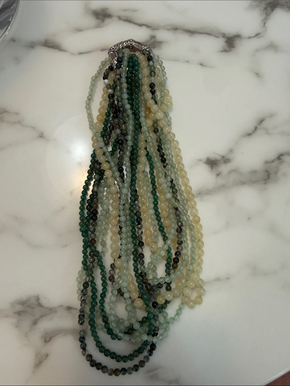 Multi-strand beaded necklace with Judith Ripka silver clasp